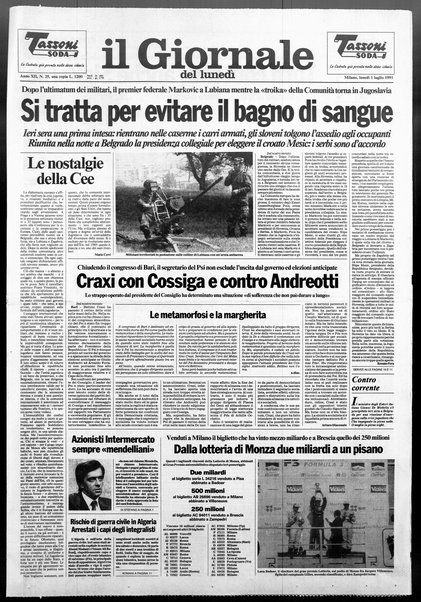 Il giornale del lunedi